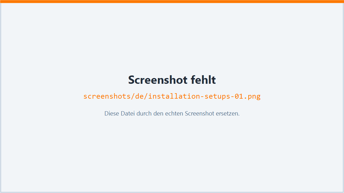 Screenshot: Setups im Überblick